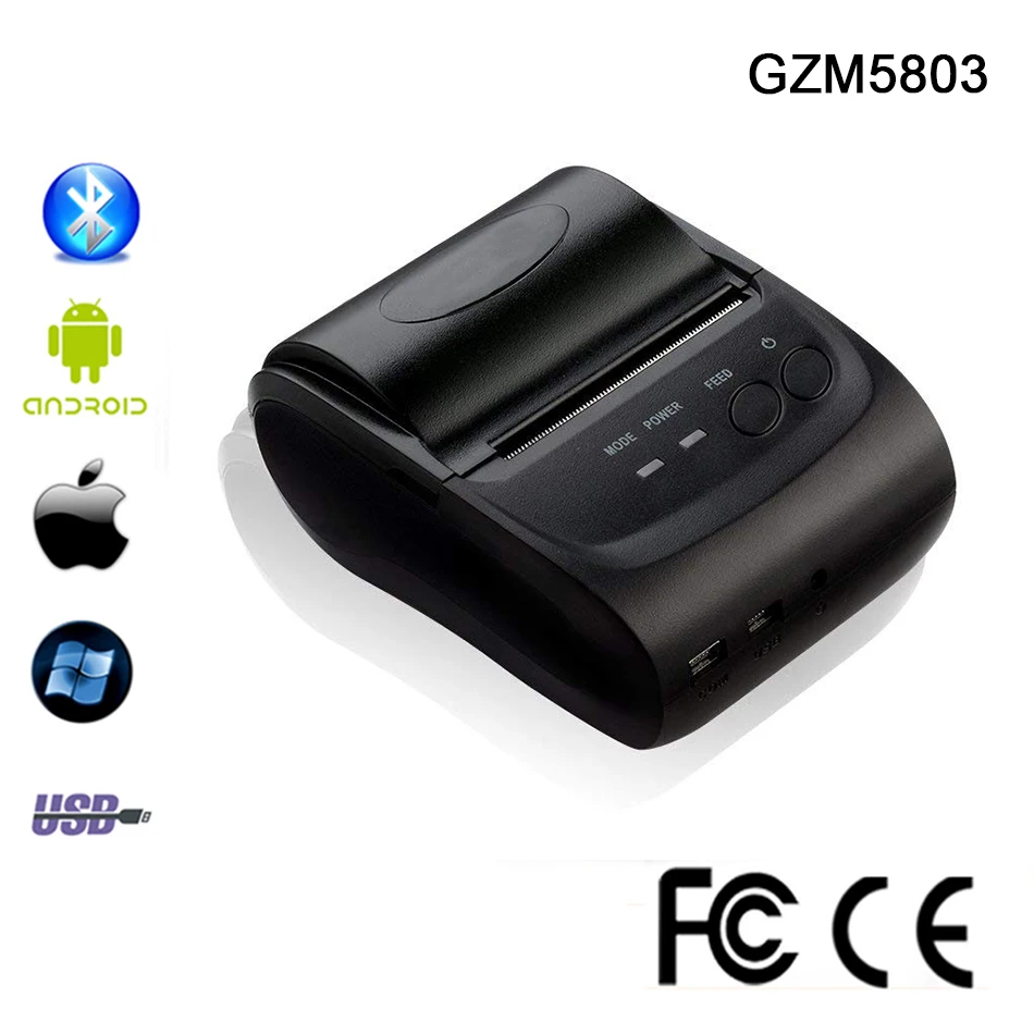 

Thermal Printer 58mm Bluetooth Android iOS Mini Thermal POS Receipt Printer Bill Machine Supermarket Portable Printer GZM5803
