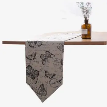 

Linen Butterfly Pattern Table Runners Modern Chemin De Table Mariage Party Decor Table Decoration Accessories Home Table Cloth