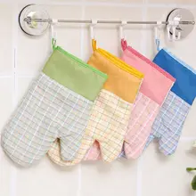 1 шт., хлопковые перчатки для духовки, в клетку, контрастный цвет, Утепленная подкладка, термостойкие варежки, кухонные, приготовление, Выпекание, барбекю, прихватки, инструмент