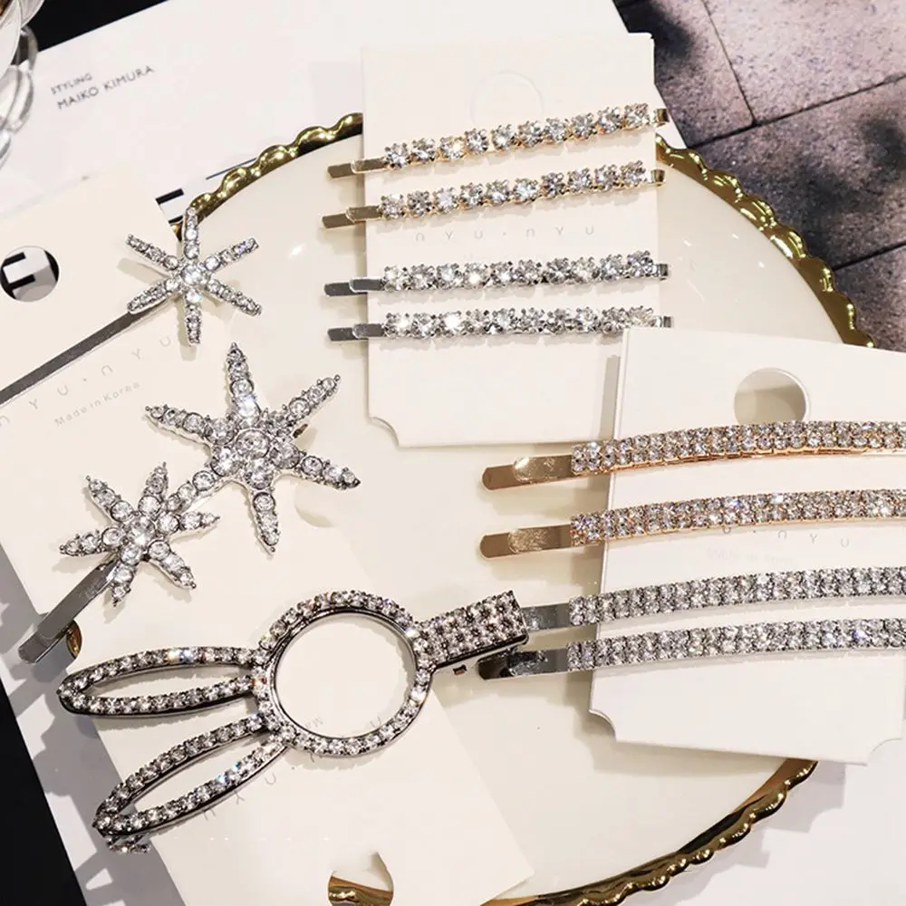 

Shiny Crystal Rhinestones Hairpins Barrettes Snowflake Rabbit Shape Hair Clips Hairstyle Design Styling Tool Hair Accessories