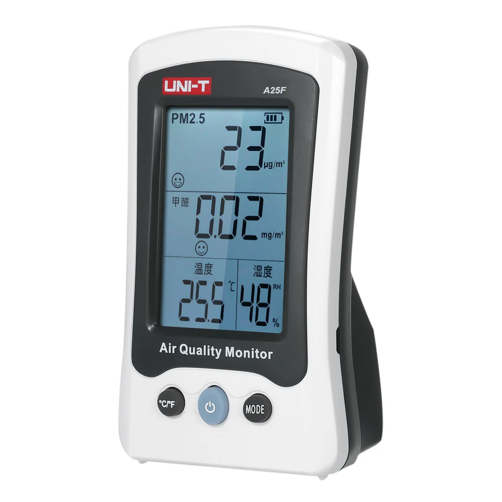 UNI-T A25F качество воздуха в помещении детектор формальдегида PM2.5 монитор метр лазерный Температура влажность для наружного экологических