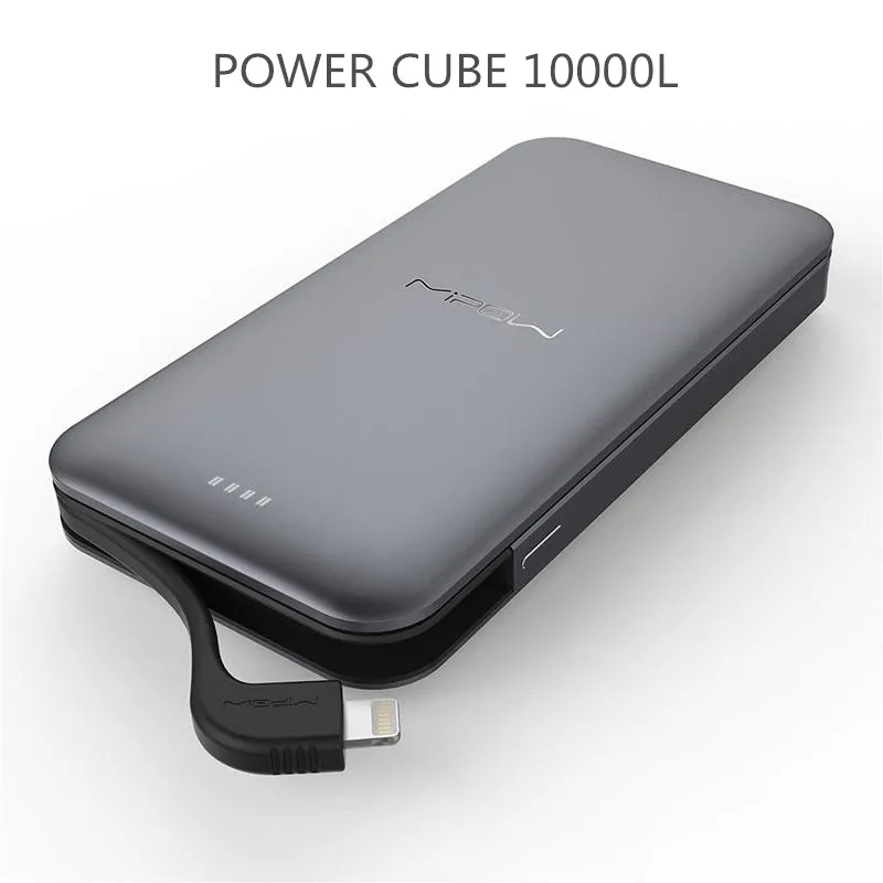 

Mipow 10000mAh Power Bank 3A Fast Charge With MFi Certified Connector Ultra-thin Polymer Metal Alloy Power bank For iPhone 7 8 X