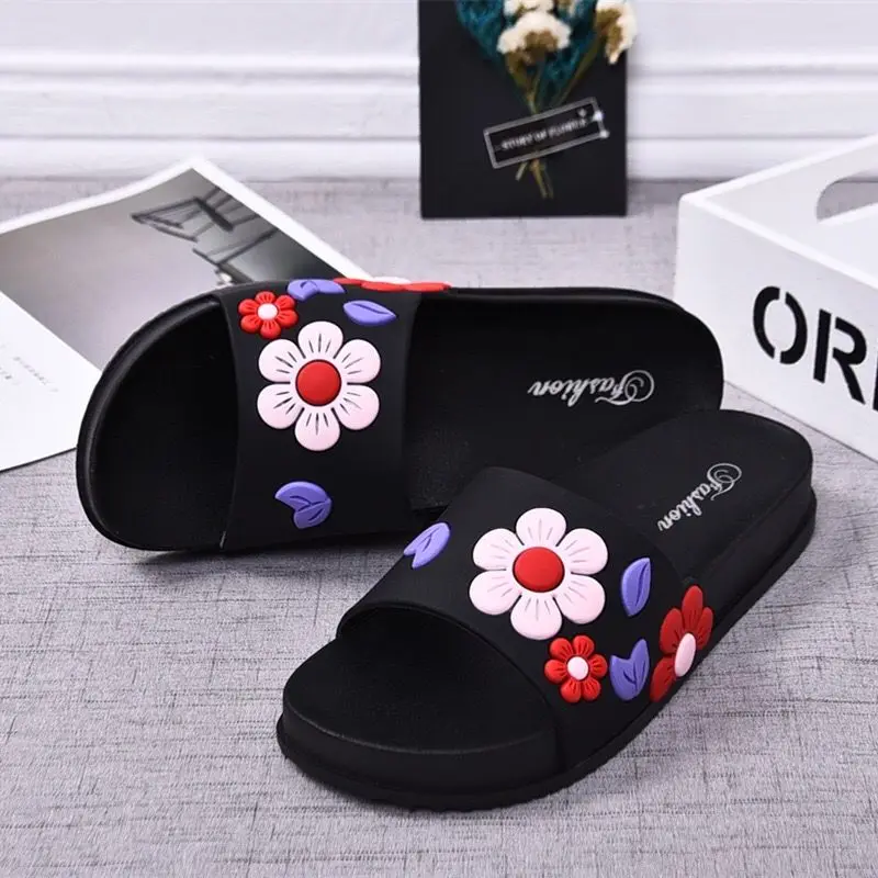 

Women Bow Summer Flowers Sandals Slipper Outdoor Women Beach Shoes female Flats Flip Flops Ladies Sandals for Bathroom SP16