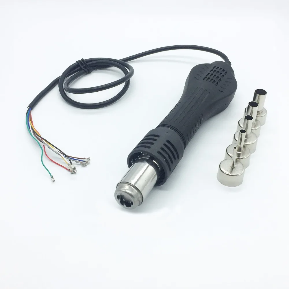 

New Arrived Heat Gun Hot Air Desoldering Gun Handle FOR 858 8858D 878A 878 Rework Soldering Station BGA Repair with 5pcs Nozzle