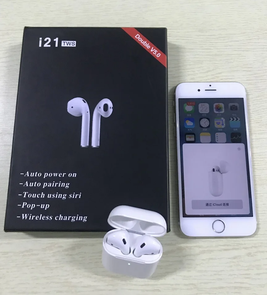 

New i21 TWS 1:1 AP2 pop up+wireless charge Bluetooth 5.0 Wireless headset PK w1 chip earphone 1:1 size PK i10 i20 i13 i15