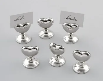 

100pcs/lot Wedding favors Silver Heart Place Card Holder Photo Stand bachelor party Supplies Bachelorette favors Free Shipping