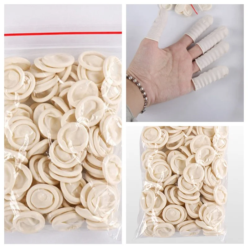 

New Arrival 100pcs Natural Rubber Gloves Finger Cots Latex Fingertip Protective Disposable Tattoo eyebrow Nail art