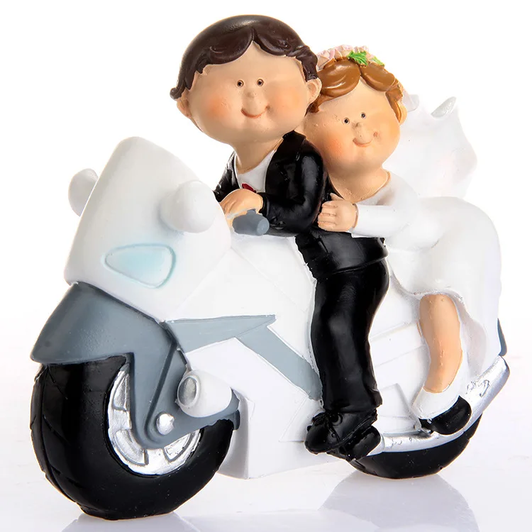 Толстая пара свадебный торт Топпер мотоцикл Невеста и жених торт Топпер свадебные подарки сувениры украшения торта