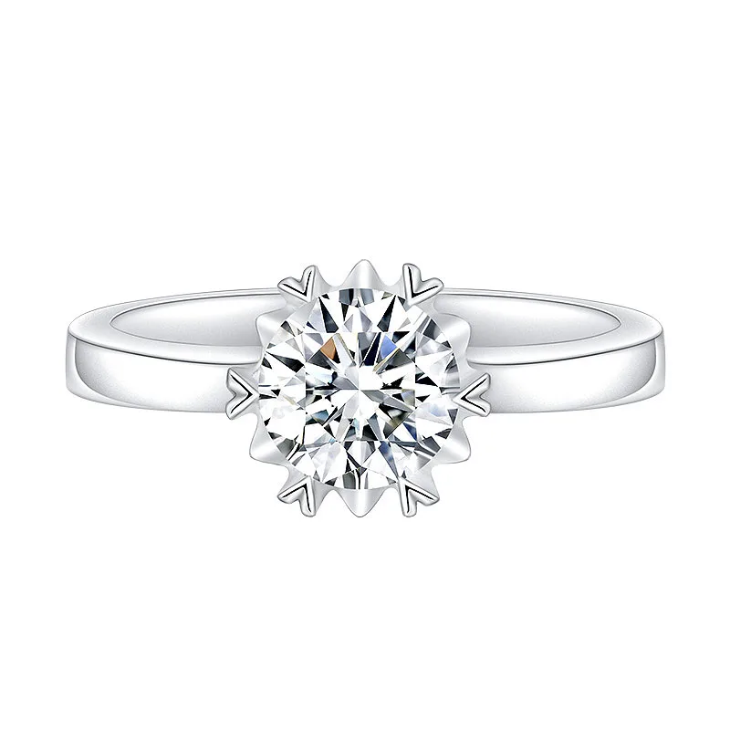 Solid 0.5ct 5mm 6 Prong Moissanite Solarite кольцо 925 Настоящее серебро 925 пробы подарок на день рождения лабораторный алмаз кольцо для женщин