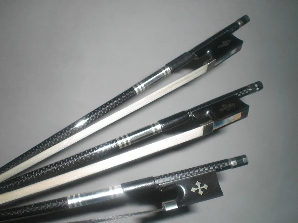 3 PCs Strong Carbon Fiber Violin bow with gribs with Different Ebony frog 4 4