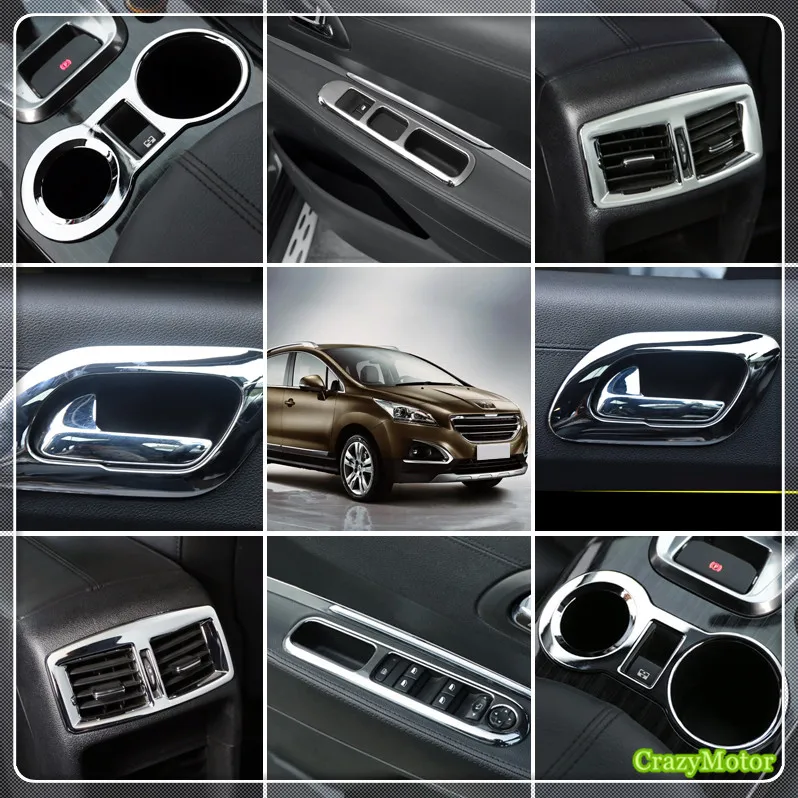 

For left hand drive! For Peugeot 3008 2013 2014 2015 Chrome Car Door Handle Window Lift Switch Vent Oulet Water Cup Cover