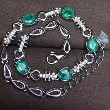 Натуральный зеленый изумруд браслет с драгоценными камнями браслет из натурального драгоценного камня S925 silver Элегантная мода удостоверение ключа женские вечерние, подарок, ювелирное изделие