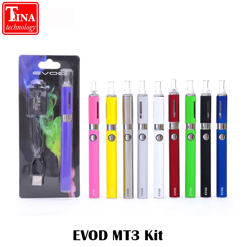 Evod mt3 Electronic Cigarette vaporizer pen evod mt3 starter kit 650-1100mah battery mt3 in blister kit