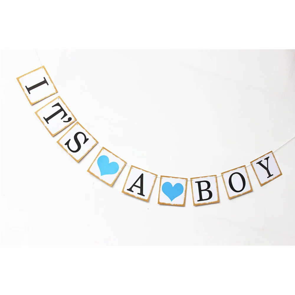 Baby Shower мальчик флаг мальчик или девочка ретро смолы потянув флаг детская День рождения Аксессуары дети Babyshower вечерние поставки