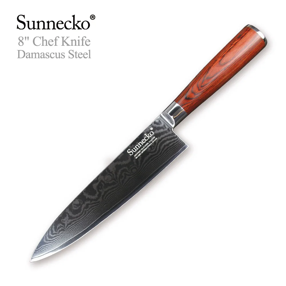 SUNNECKO 8 дюймов дамасский нож шеф повара японский VG10 стальные лезвия кухонные ножи