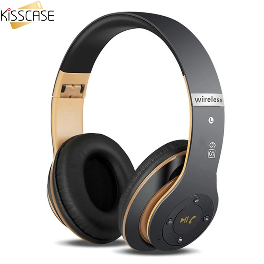 KISSCASE Folderable Wireless Bluetooth Headphone For iPhone Samsung Hi-Fi Headset With Mic Earphone For Universal Smart Devices