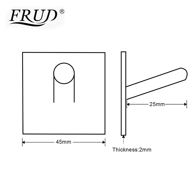 FRUD Square Black Solid Stainless Steel Single Robe Hook Towel Rack Clothes Hook Wall Mounted Bath Accessories 4pcs/Set