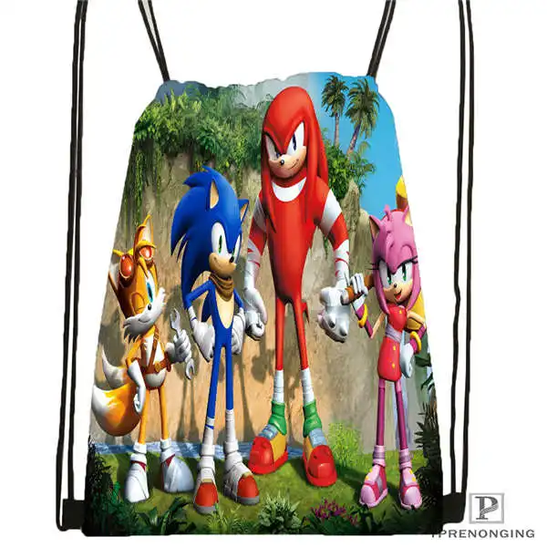 Custom sonic and friends Drawstring Backpack Bag Cute Daypack Kids Satchel Black Back 31x40cm 2018612 01