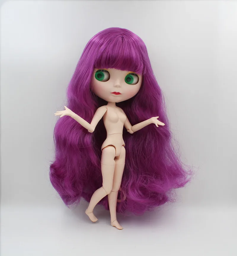 Blygirl,Blyth doll,Curly purple bangs, 1/6 nude dolls, 19 joints, a new face shell doll that can make up for her