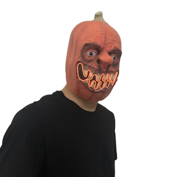 

Halloween Glow Latex Pumpkin Head Mask Unique Halloween Mask Holiday Party Dress Up Props