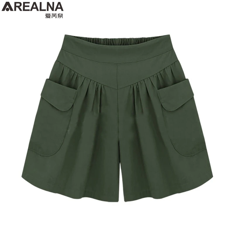 

AREALNA high waist Chiffon shorts women 2018 Summer loose Wide Leg short feminino Casual pantalones cortos mujer Plus size 5XL