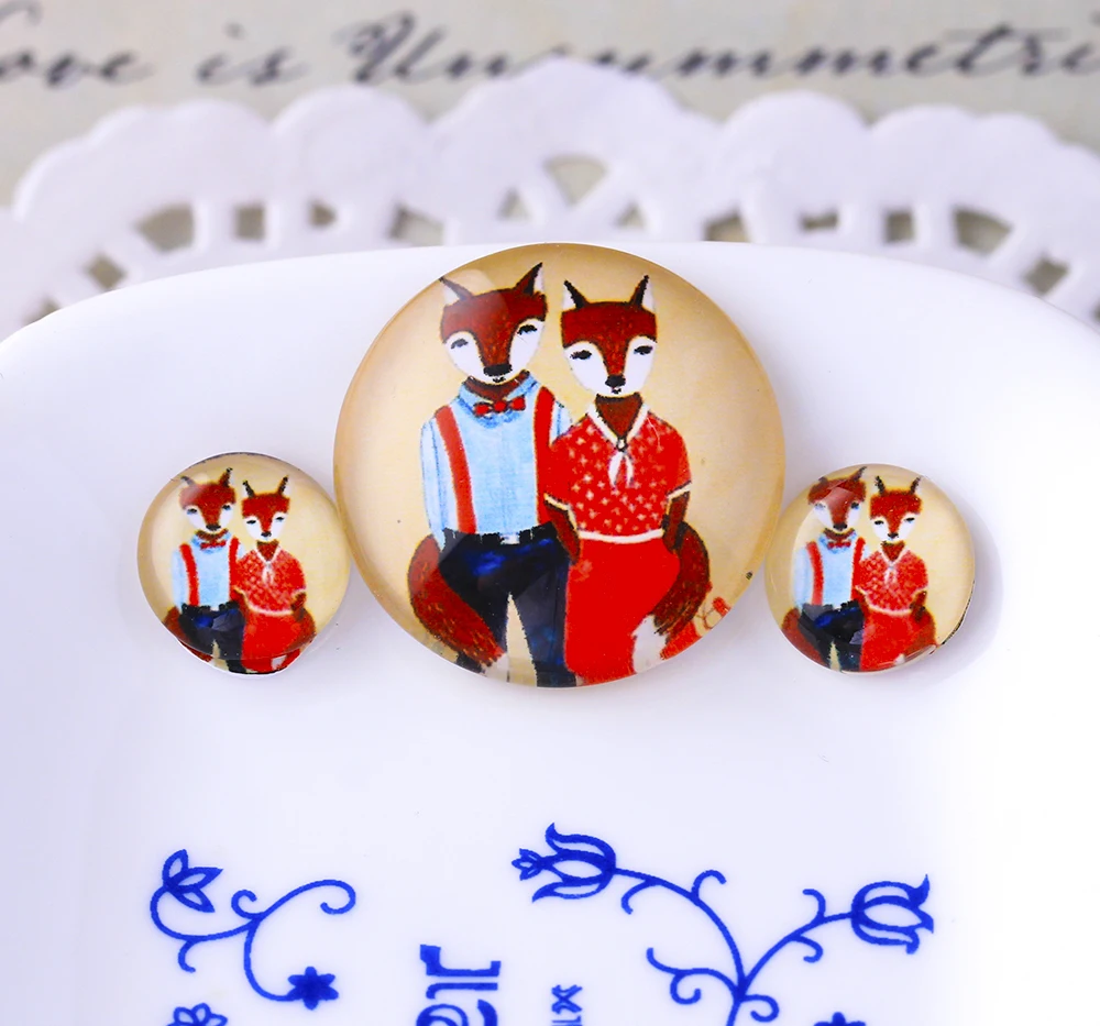 

12mm 25mm Photo Glass Cabochons Art Cameo Set Handmade Bases Settings F7756 Deer Puzzle