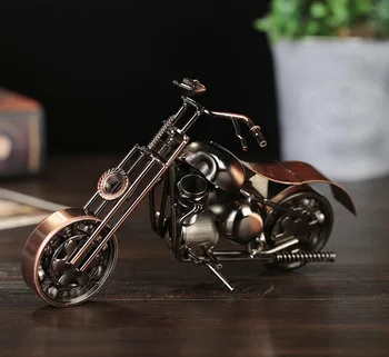 

22CM large # TOP COOL ROCK Vintage handcraft Retro iron motor Motorcycle model-HOME office BAR RETRO Decor art statue- good gift