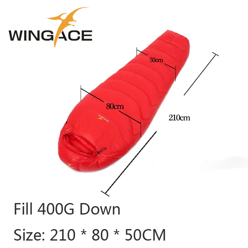 WINGACE заполнить 400 г 600 800 г утка вниз мумия спальный мешок Сверхлегкий Сращивание Открытый Отдых Туризм Пеший Туризм спальные мешки - Цвет: 210cm Red