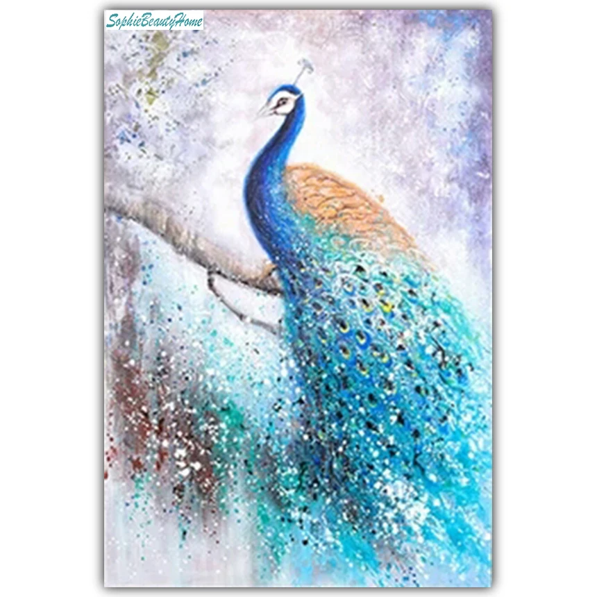 Sophie Beauty Home Acupuncture diy3D Diamond Embroidered Blue Peacock Crystal 5D Cross-stitch Craft Gift | Дом и сад