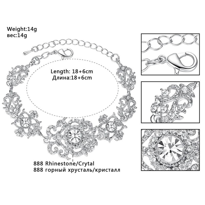 Mecresh элегантные стразы браслеты дружбы для женщин Серебряный цвет кристалл свадебные браслеты свадебный Рождественский подарок SL031
