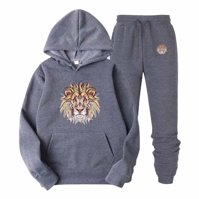 

Lion head popular logo personality handsome animal print hoodie men spring new men's sportswear casual hoodie