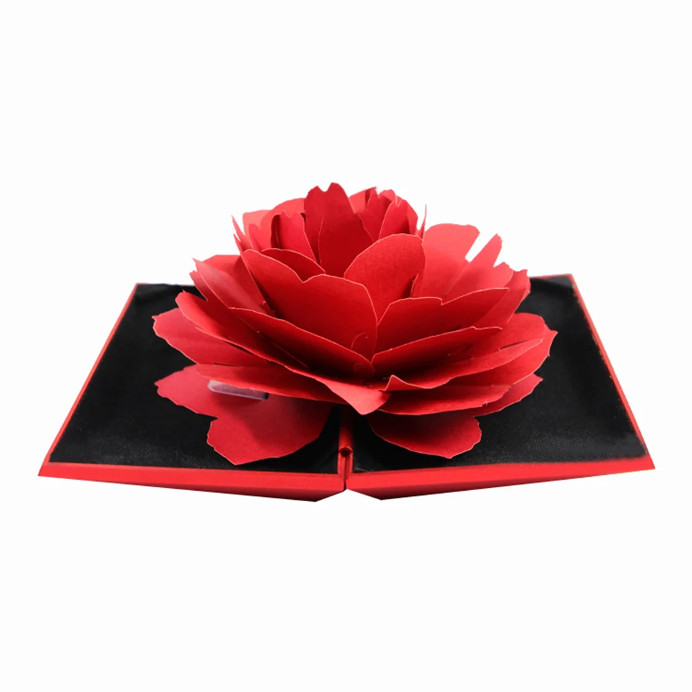 Дропшиппинг 3D всплывающий красный цветок розы кольцо коробка Свадьба обручение коробка держатель для хранения ювелирных изделий Чехол упаковка ювелирных изделий дисплей - Цвет: Red