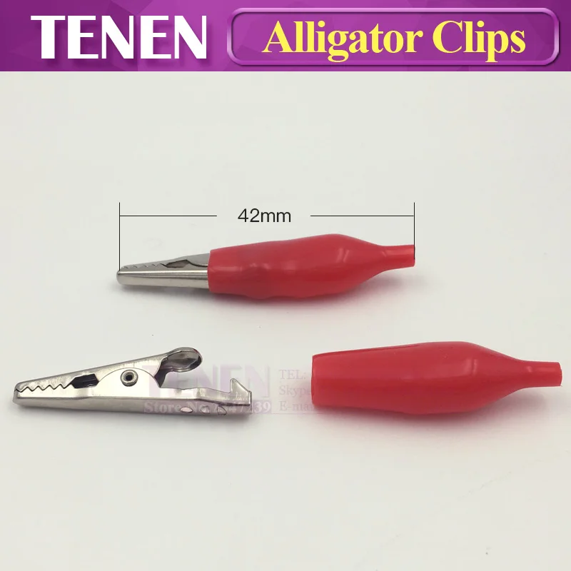 

4pcs/lot Metal Alligator Clip 42MM Crocodile Clip Electrical Clamp Red With Soft Plastic Boot For Testing Probe Meter