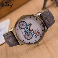 Cay женские часы браслет Relojes Mujer Мода езды на велосипеде Abike студент Повседневное Холст ремешок часы деним Винтаж часы