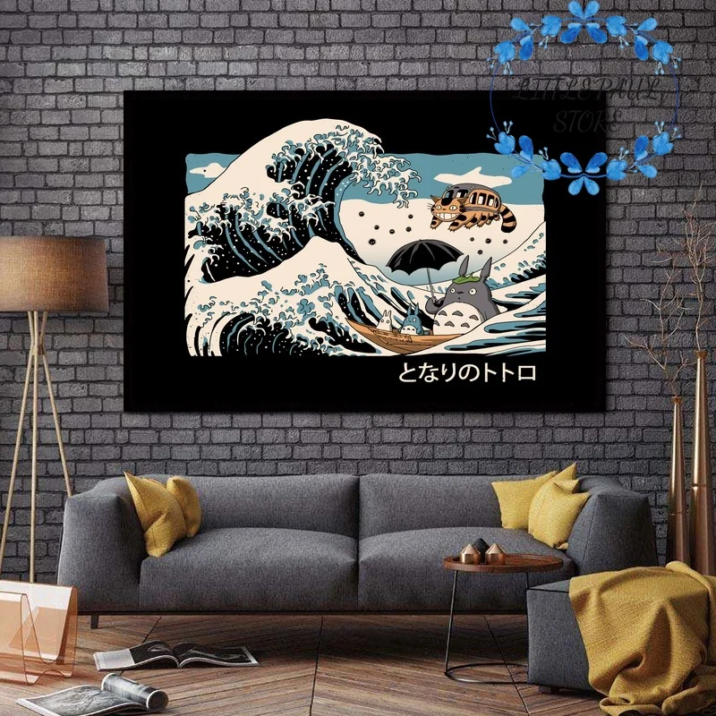 

The Great Wave of Totoro Japan Style Art Silk Poster Wall Pictures for Living Room No Frame
