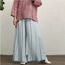 Весна выпуск продукции, шелк хлопок, женские брендовые качественные свободные большие размеры широкие брюки