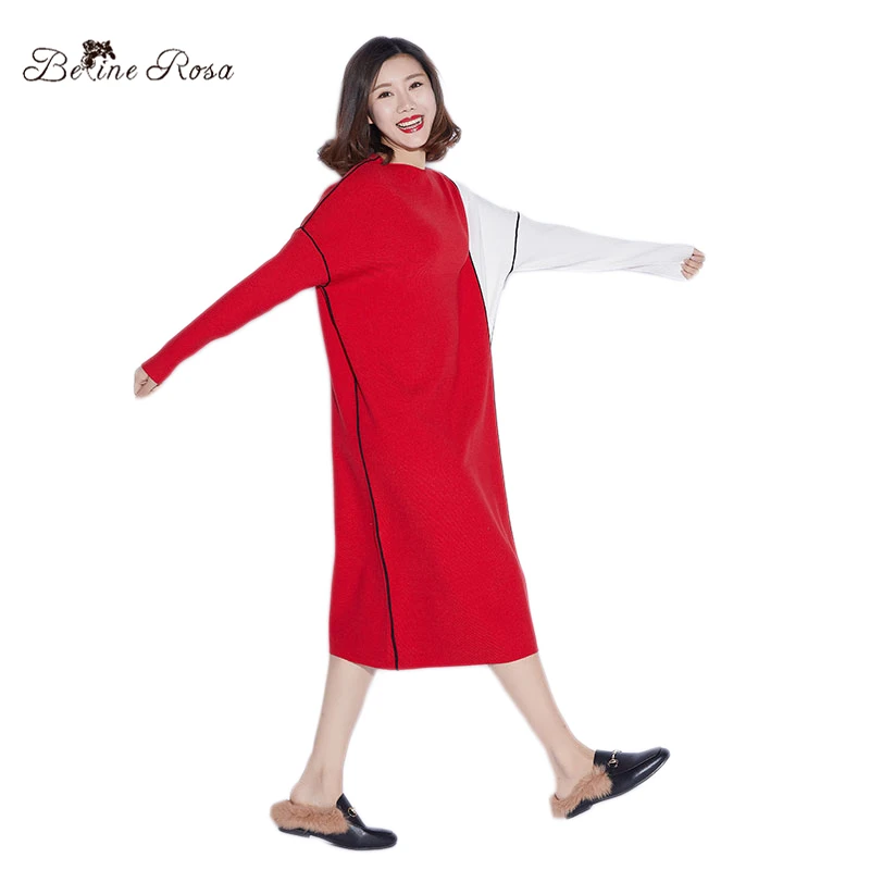 BelineRosa 2018 Women's Hong Kong Style Long Knitting Dresses Fashion