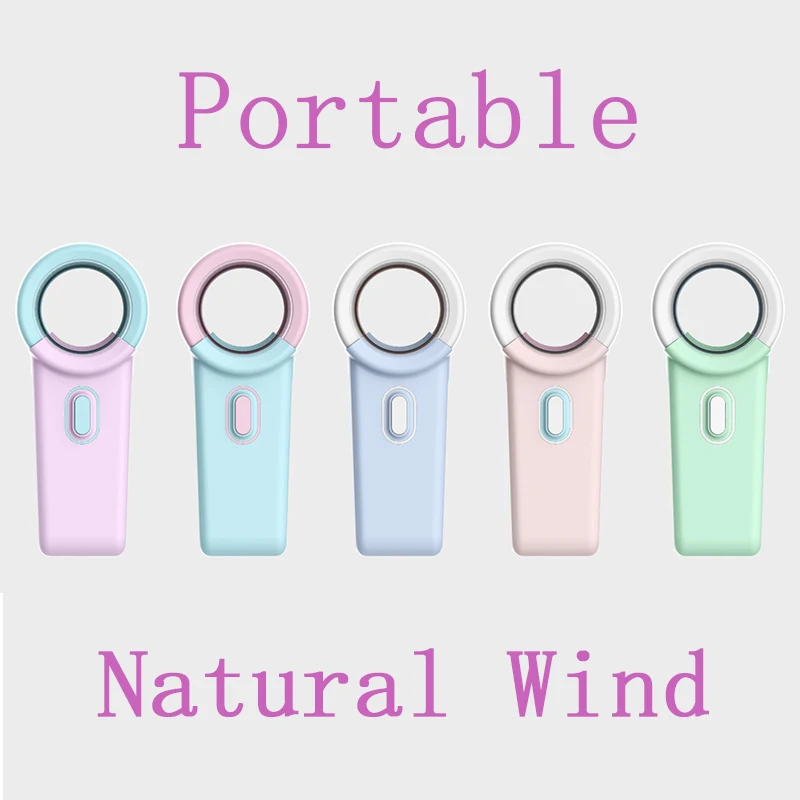

Mini Bladeless Desk Fan Handheld No Leaf Fan Air Cooler Portable Handy Small Fan With 3 Fan Speed Level For Office Home Outdoor