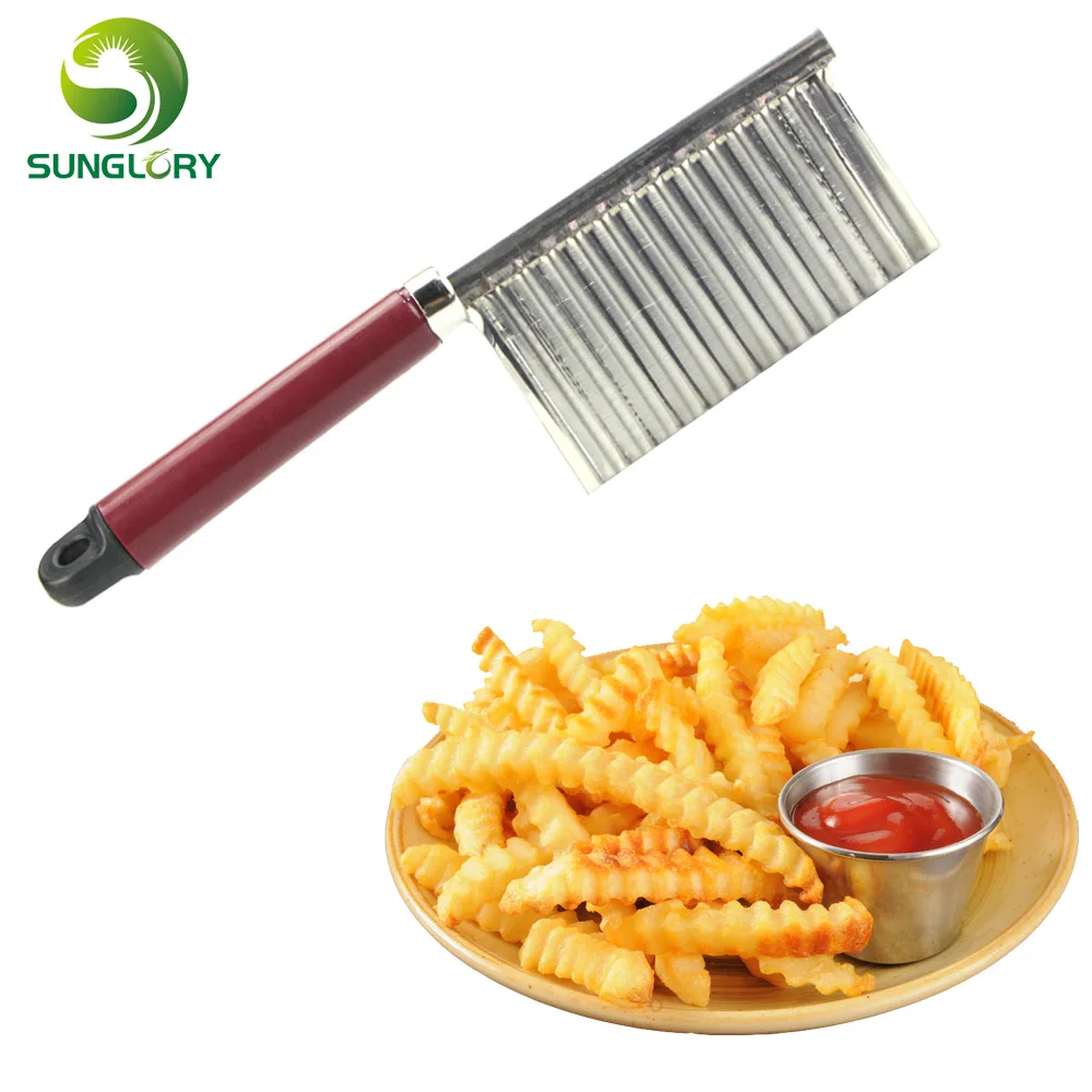 

Stainless Steel Potato Cutter Vegetable Fruit Cutter Potato Slicer Potato Wavy Edged Cutter Knife Kitchen Gadget Cooking Tools