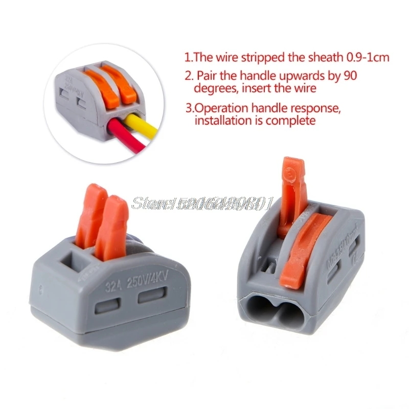 

20Pcs Wago type transparent wire connector 2 Pole Terminal Block 400V 32A New R16 Drop ship