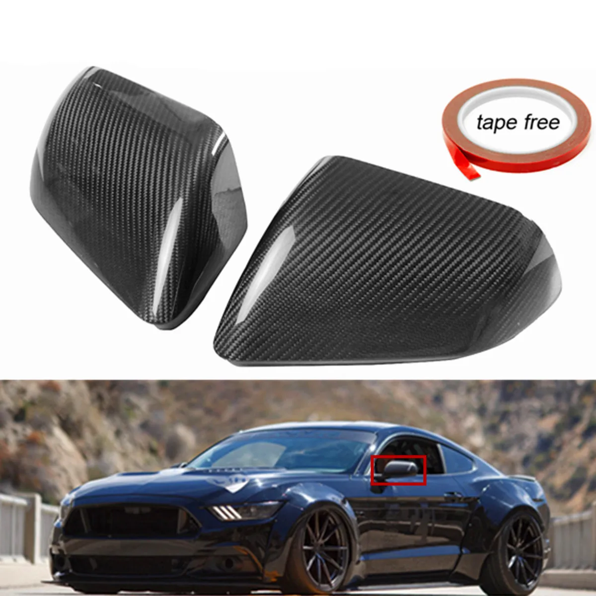 

Autoleader Real Black Carbon Fiber Side Mirror Covers With LED Signal for Ford for Mustang GT 2015-2017