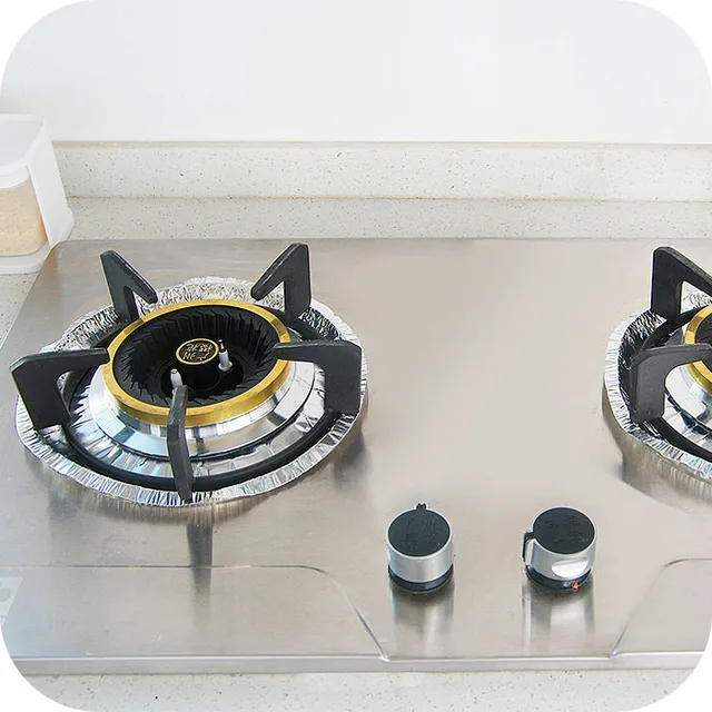 WHISM 10PCS Aluminum Foil Square Stove Burner Covers Gas Oven Covers for Top Gas Stove Liner Oil