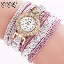 2017 New CCQ Women Fashion Casual Sumputuous Tasteful AnalogQuartz Women Rhinestone Watch Bracelet Watch Gift Dropshippig L529