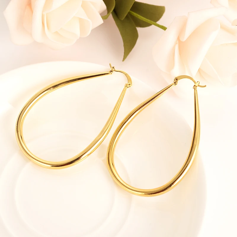 

Gold Africa big Round Circles Huggies Hoop Earrings For Aros women girls wedding bridal party jewelry african Christma gift