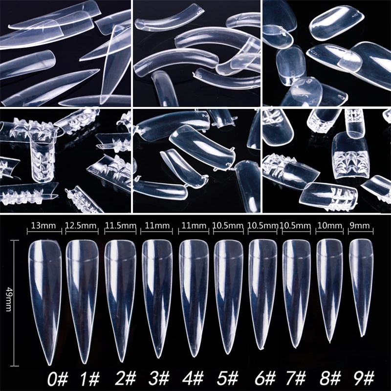 

10 Pcs/Pack Transparent False Nail Tips Full Cover Half Cover Fake Nail Artificial Nail Tip Manicure DIY Art Nail Tool