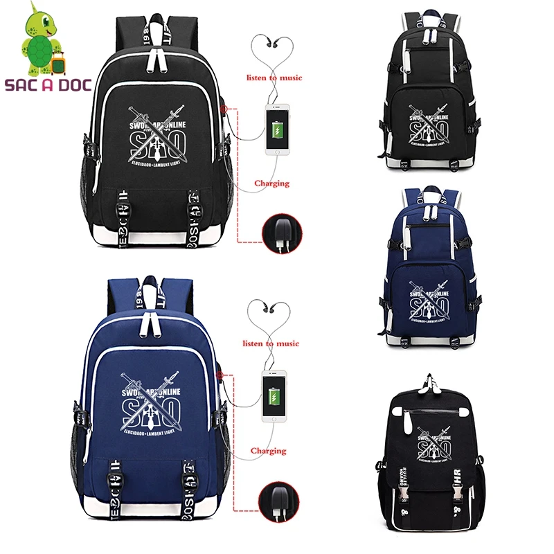 Sword Art Online Mochila Antirrobo Female Backpack Travel Backpacks Male Laptop Bagpack Unisex College Bags Usb Charge Book Bag Sword Art Online Mochila Antirrobo Female Backpack Travel Backpacks Male Laptop Bagpack Unisex College Bags Usb Charge Book Bag