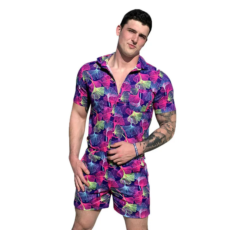 2019 Hawaiian Tiger & Flamingo Print 3D Rompers Men Jumpsuit Playsuit Harem Cargo Overalls Summer Casual Zipper Beach Men's Sets 2019 Hawaiian Tiger & Flamingo Print 3D Rompers Men Jumpsuit Playsuit Harem Cargo Overalls Summer Casual Zipper Beach Men's Sets