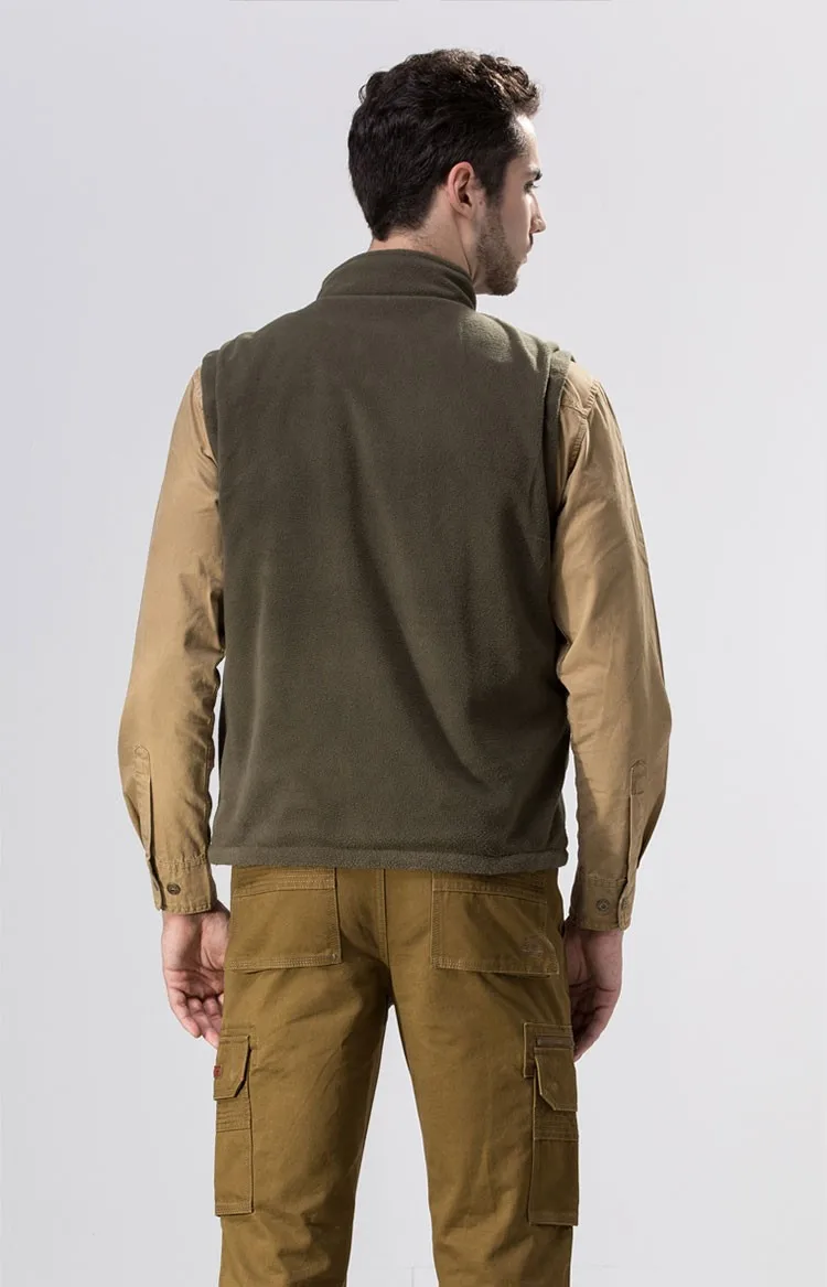 2015 Autumn Spring Casual Men Vest Coat Fleece AFS JEEP Cotton Multi Pocket 4XL Cargo Outdoor Sleeveless Jackets Waistcoat Vests (5)