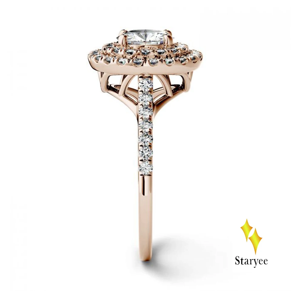 Charles Colvard брендовый дизайн 1.0ct VVS GH Real 18 k массивная, желтая, Золотая лабораторный алмаз Moissanite обручальные Обручальные кольца для женщин