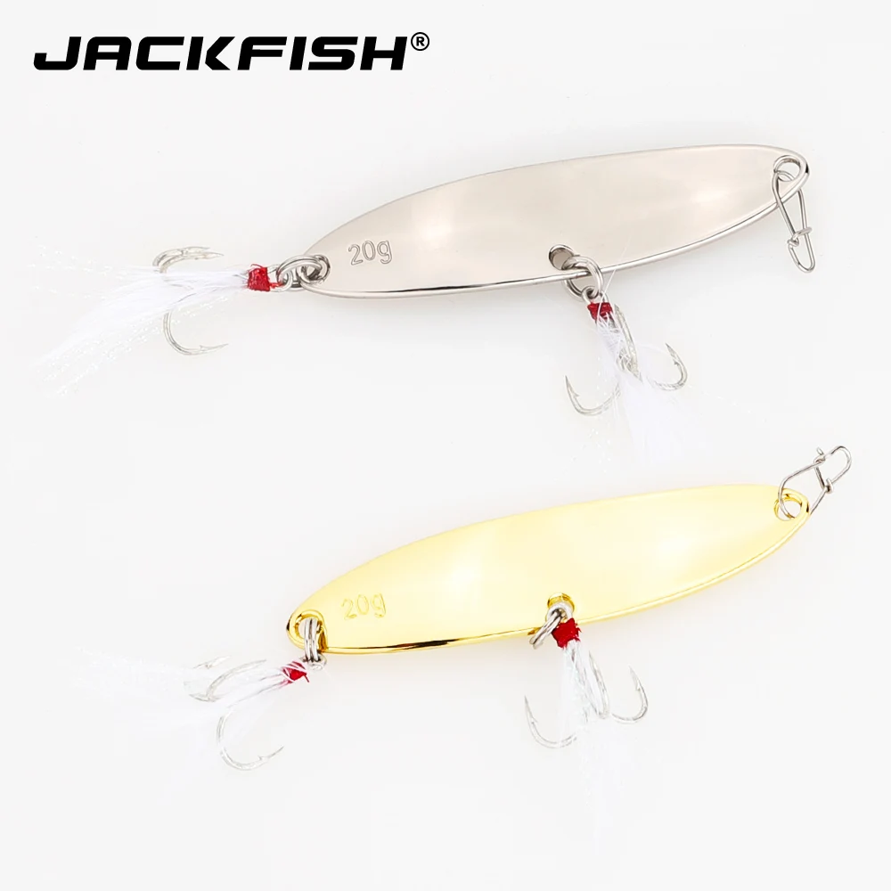 JACKFISH Metal Spoon Lure 7.5g/10g/15g/20g Hard Fishing Bait Silver/Gold Spoon Bass Baits With